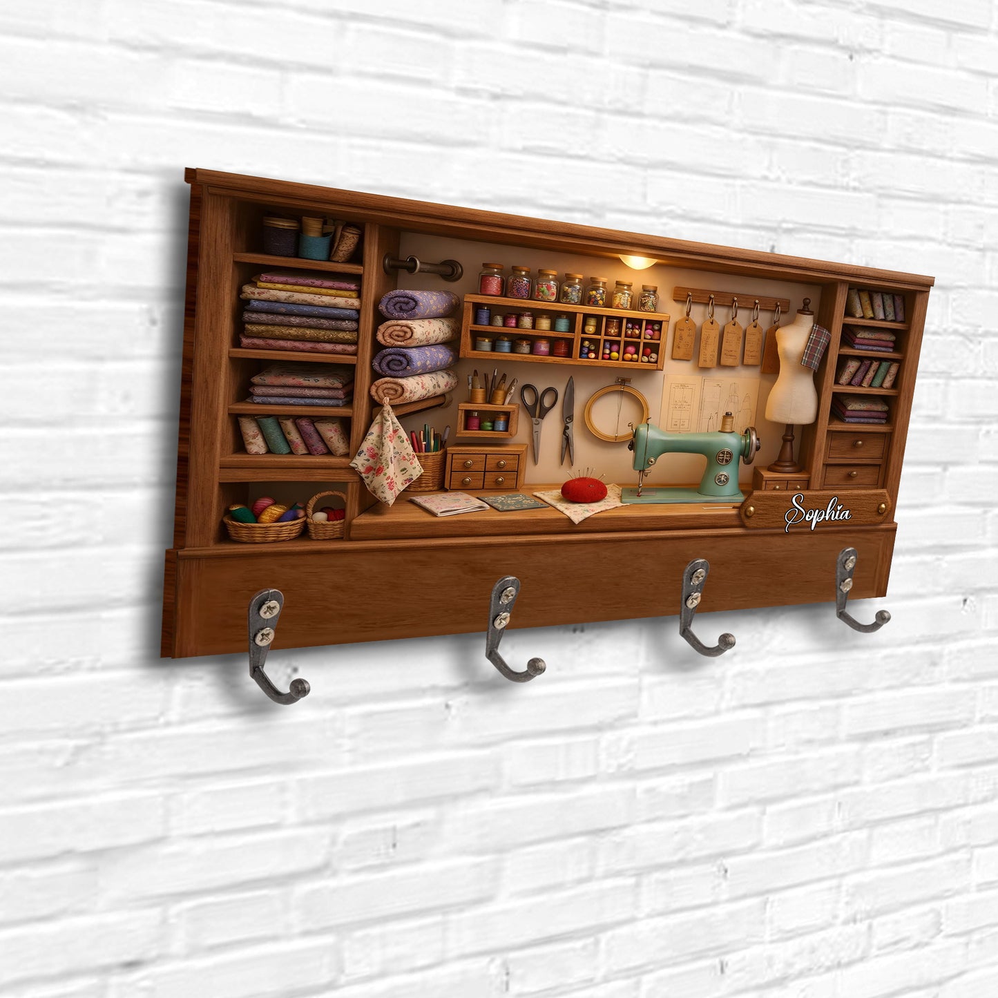 Customize Charming Sewing Station Design - Personalized Key Holder - HOB010_KHO