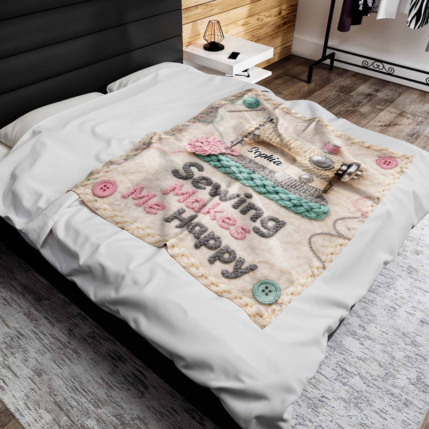 Sewing Makes Me Happy, Sewing Machine And Crafting Elements