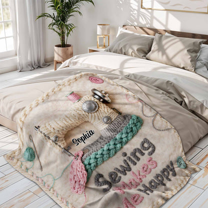 Sewing Makes Me Happy, Sewing Machine And Crafting Elements