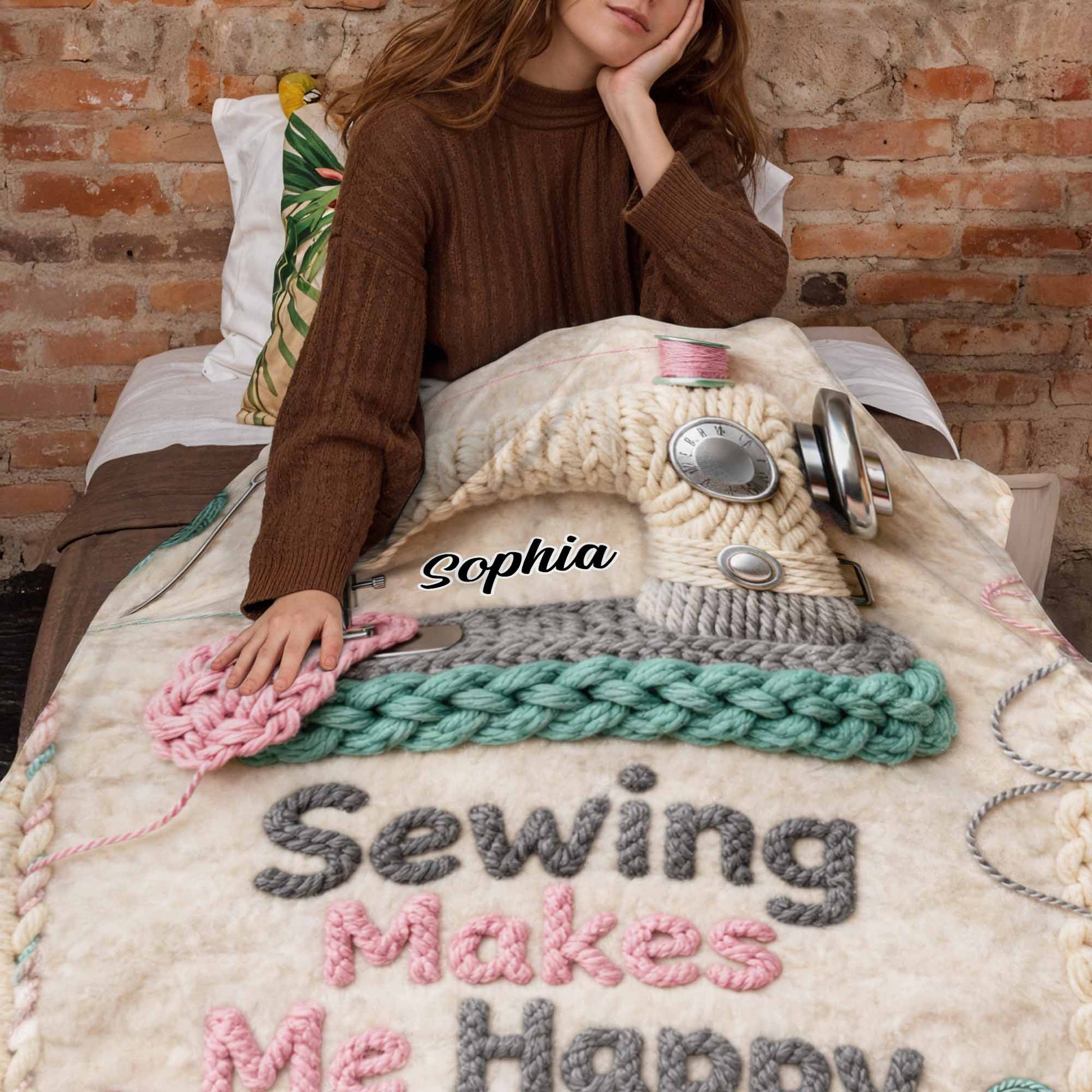 Sewing Makes Me Happy, Sewing Machine And Crafting Elements