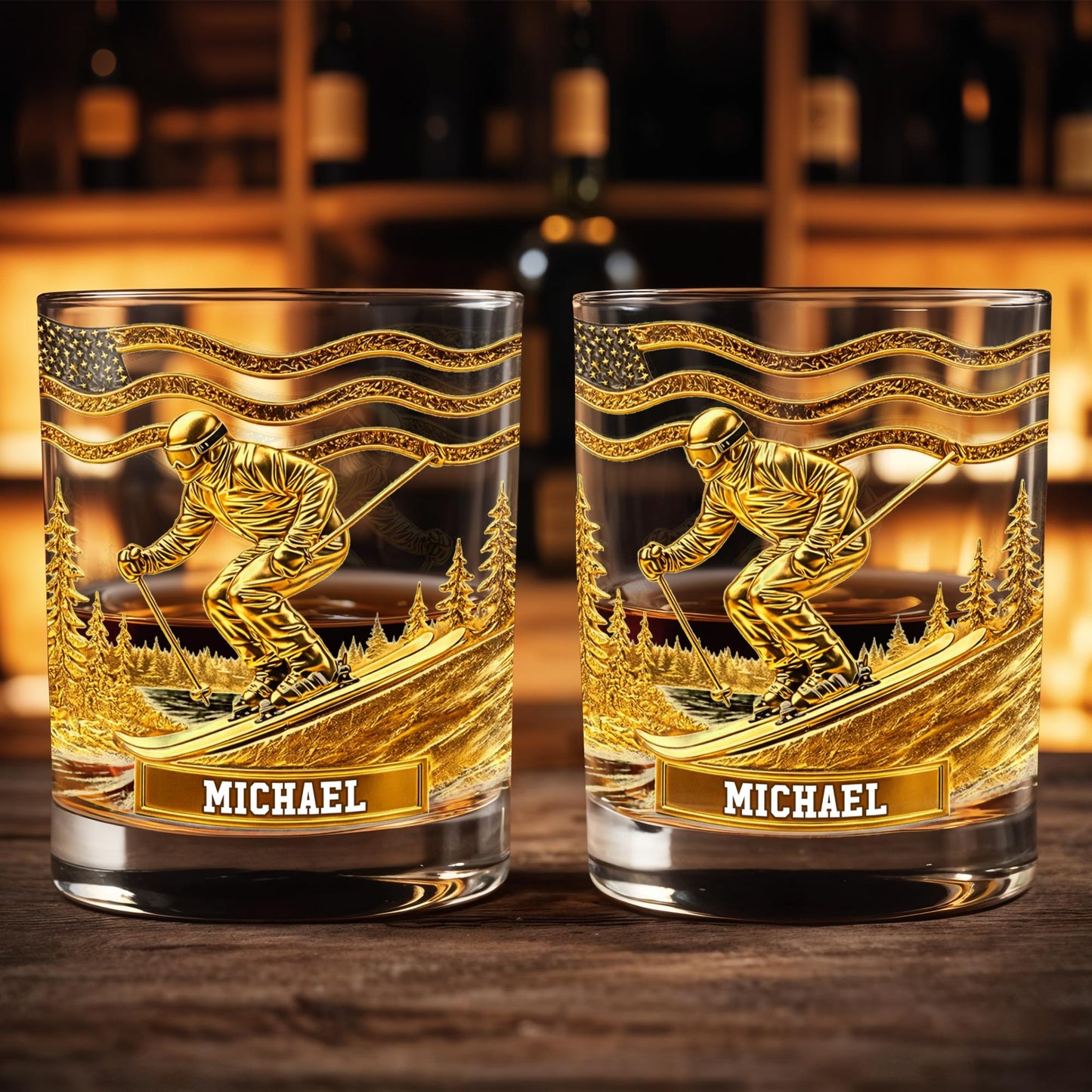 Glide Through Mountains With Custom Name And Skier Design