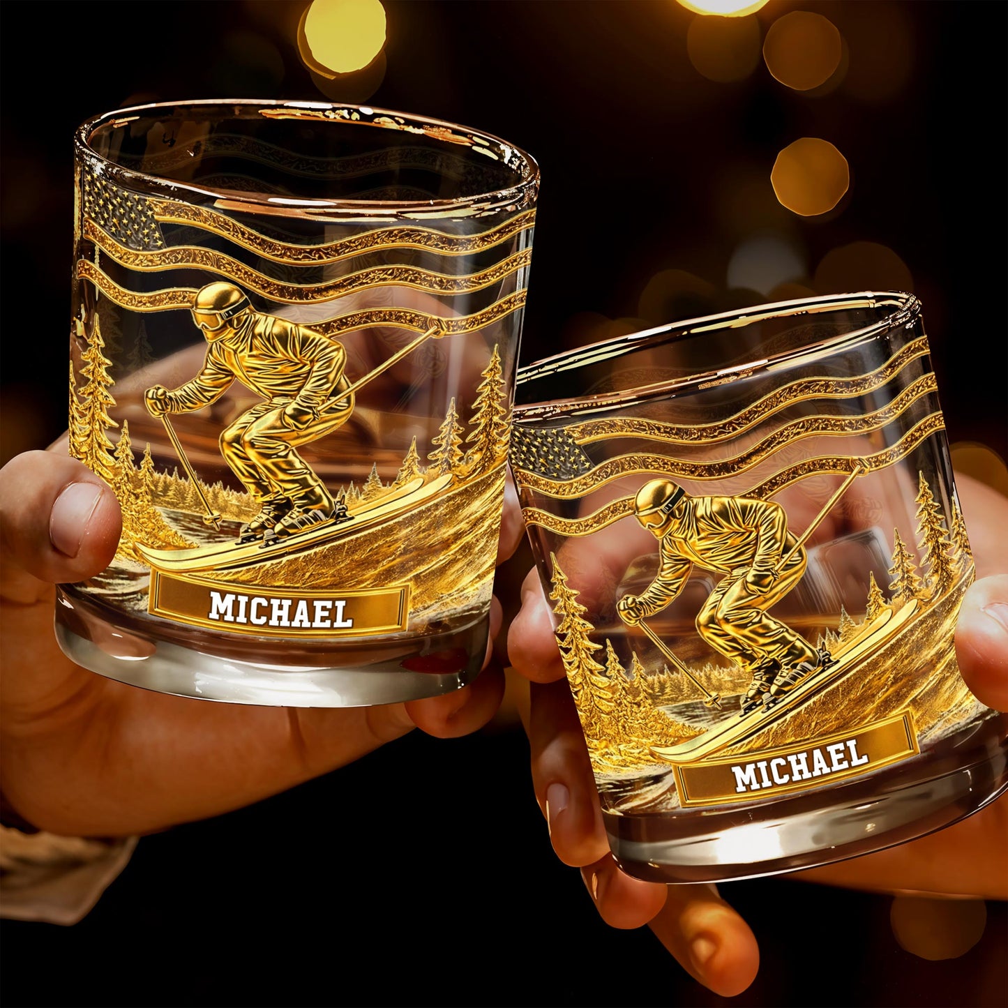 Glide Through Mountains With Custom Name And Skier Design