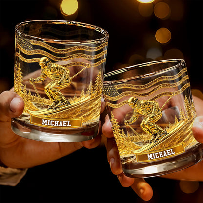 Glide Through Mountains With Custom Name And Skier Design