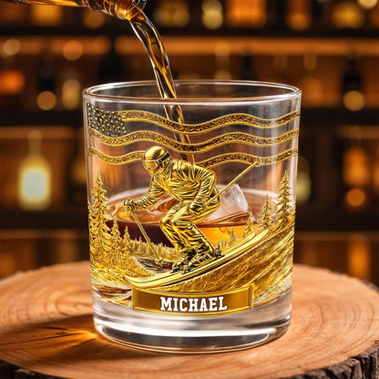 Glide Through Mountains With Custom Name And Skier Design