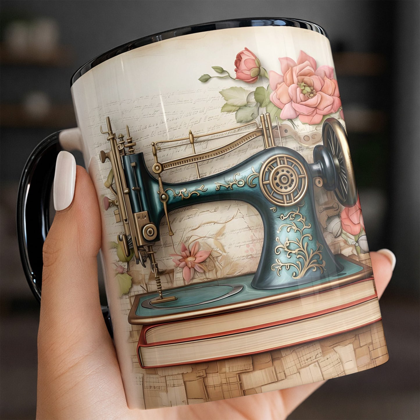 Celebrate Timeless Craftsmanship, Sewing Machine And Flowers