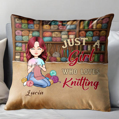 Just A Girl Who Loves Knitting With Colorful Yarns