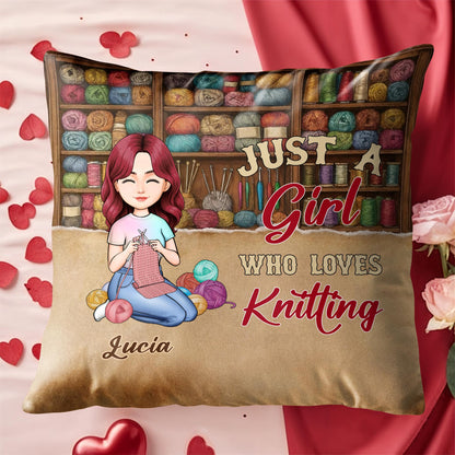 Just A Girl Who Loves Knitting With Colorful Yarns