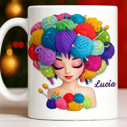 Celebrate Your Creative Spirit with Colorful Yarn and Needles - Personalized Custom Coffee Mug - HOB028_MG