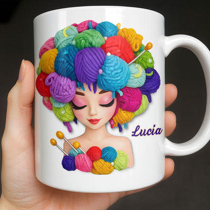 Celebrate Your Creative Spirit with Colorful Yarn and Needles - Personalized Custom Coffee Mug - HOB028_MG