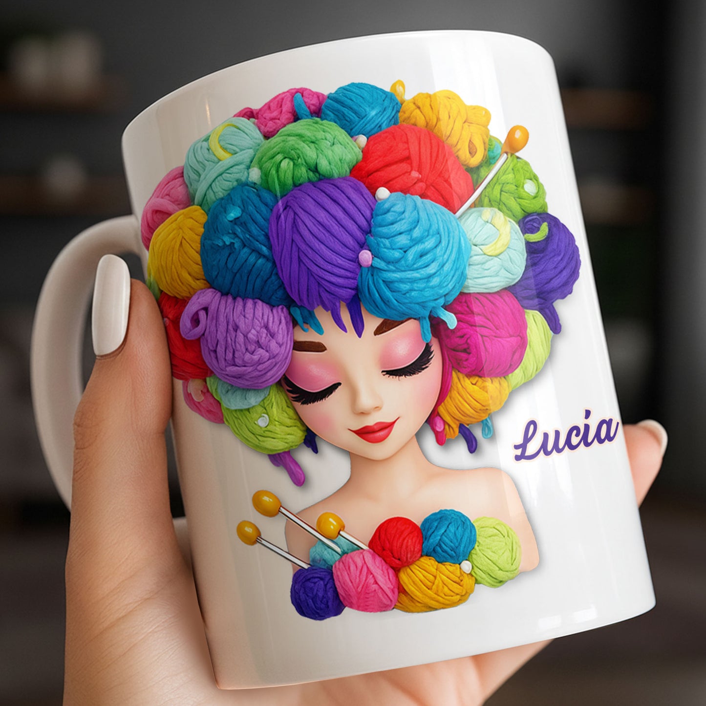Celebrate Your Creative Spirit with Colorful Yarn and Needles - Personalized Custom Coffee Mug - HOB028_MG