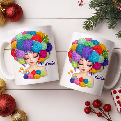Celebrate Your Creative Spirit with Colorful Yarn and Needles - Personalized Custom Coffee Mug - HOB028_MG