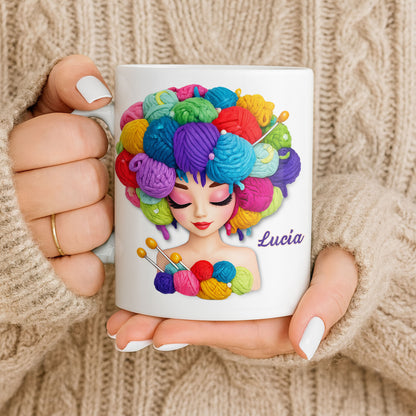 Celebrate Your Creative Spirit with Colorful Yarn and Needles - Personalized Custom Coffee Mug - HOB028_MG