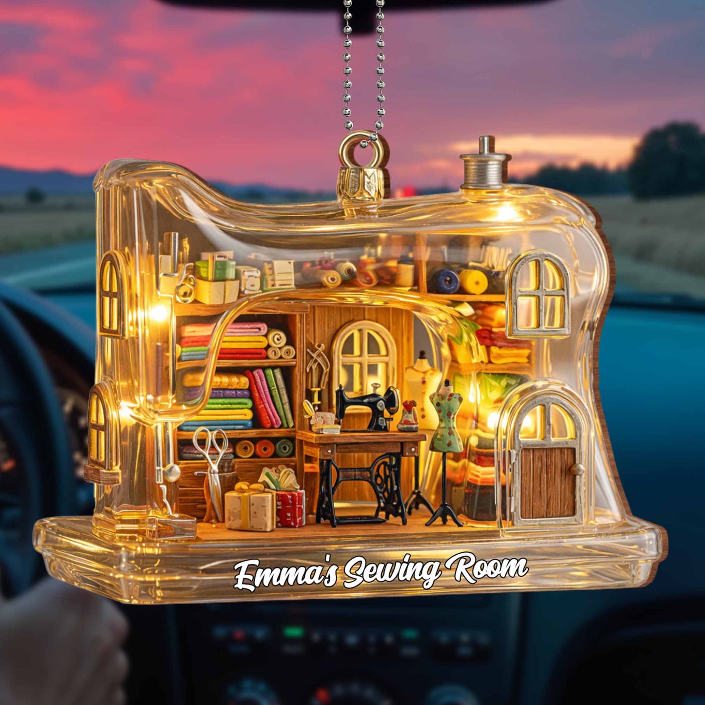 Emma's Sewing Room With Sewing Machine And Fabric