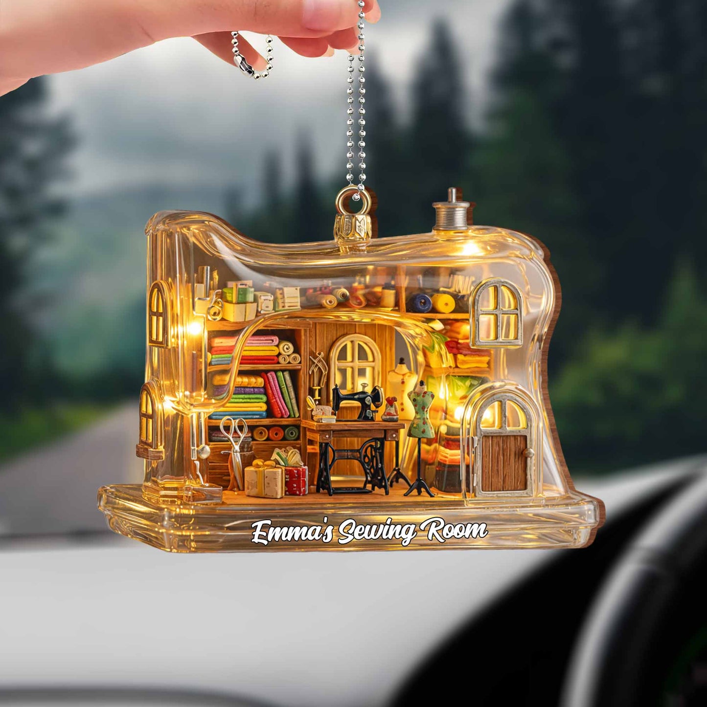 Emma's Sewing Room With Sewing Machine And Fabric