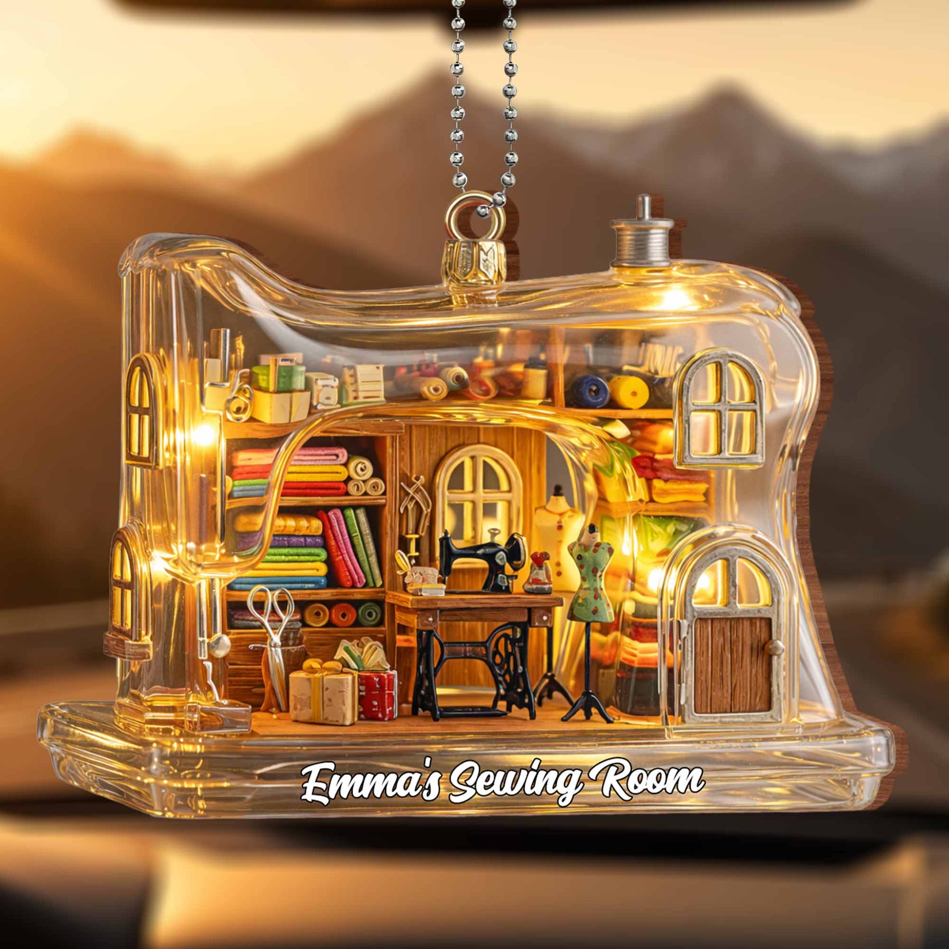 Emma's Sewing Room With Sewing Machine And Fabric