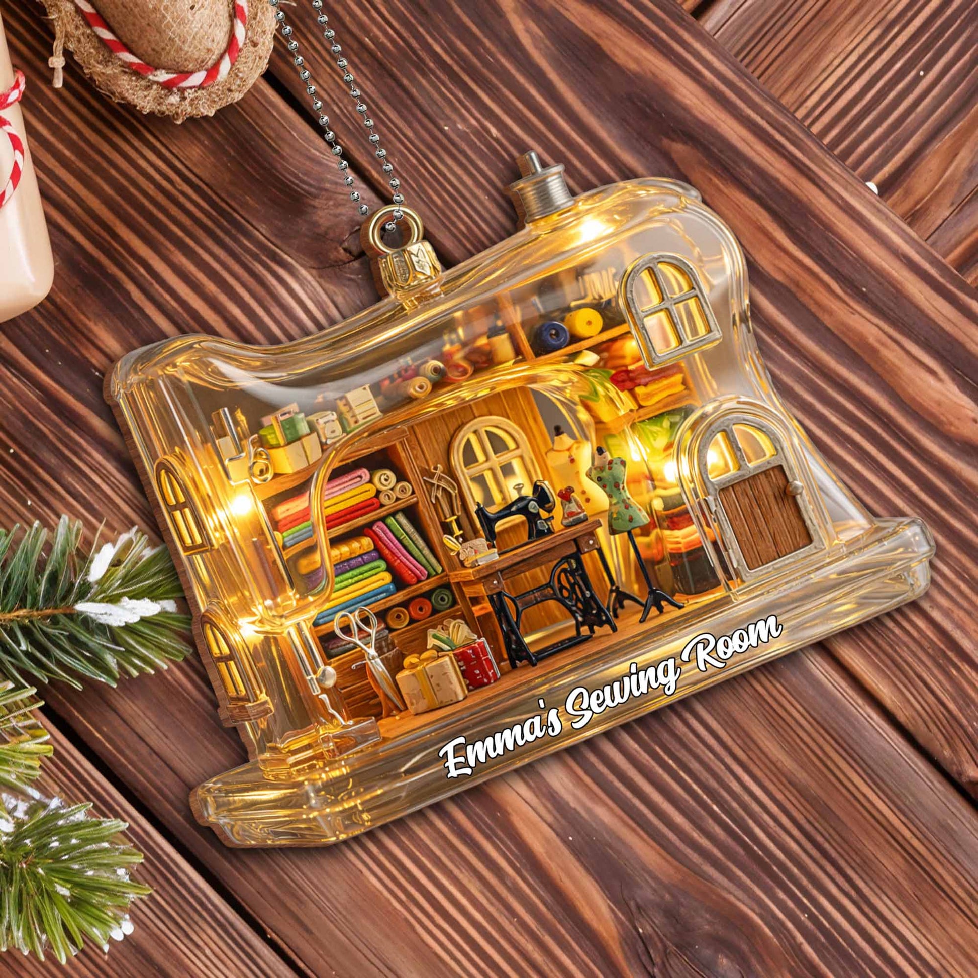 Emma's Sewing Room With Sewing Machine And Fabric