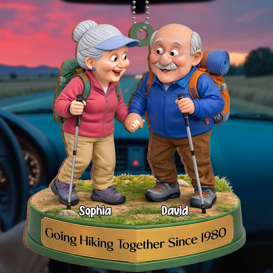 Going Hiking Together, Elderly Couple Ornament