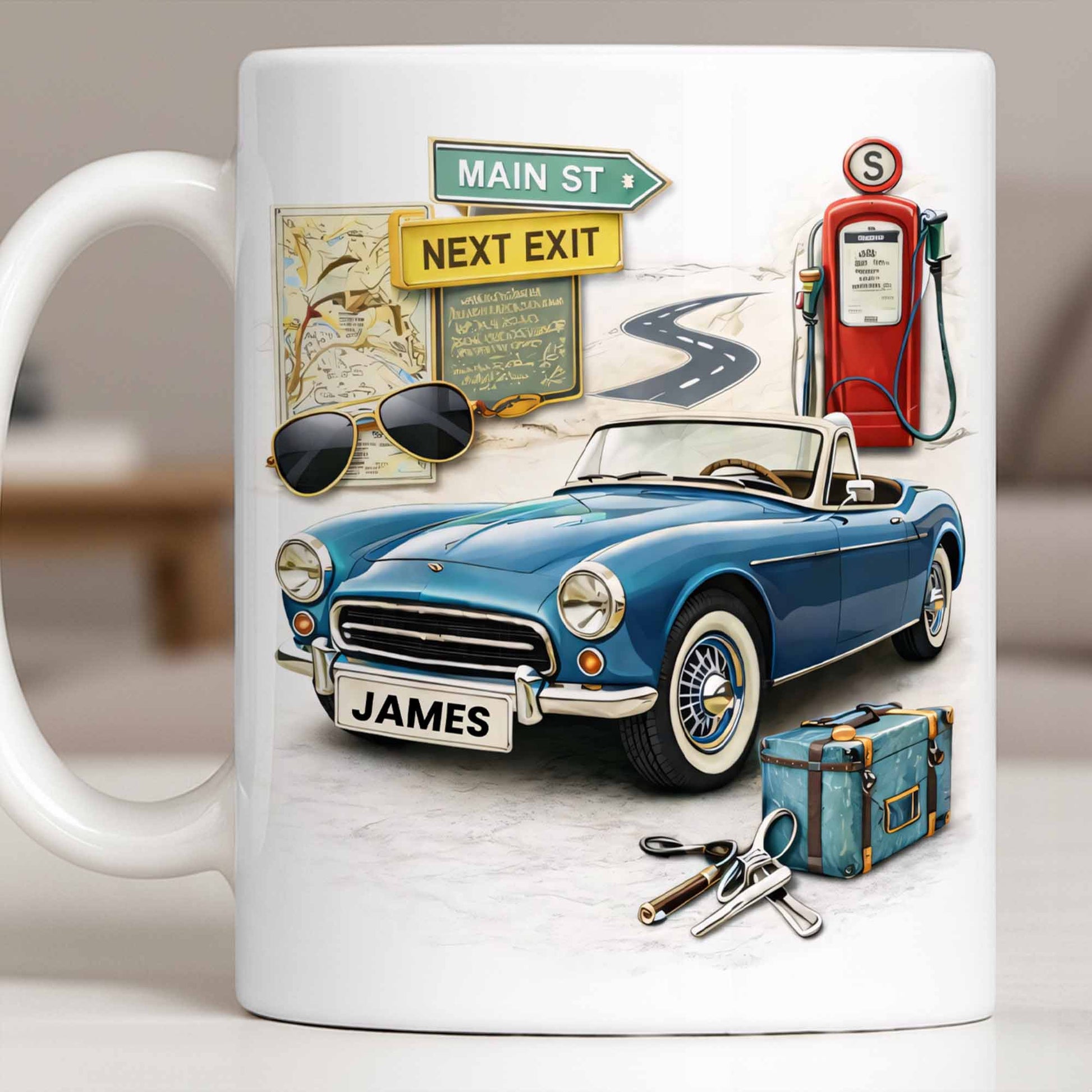 Main St Next Exit Vintage Car Design