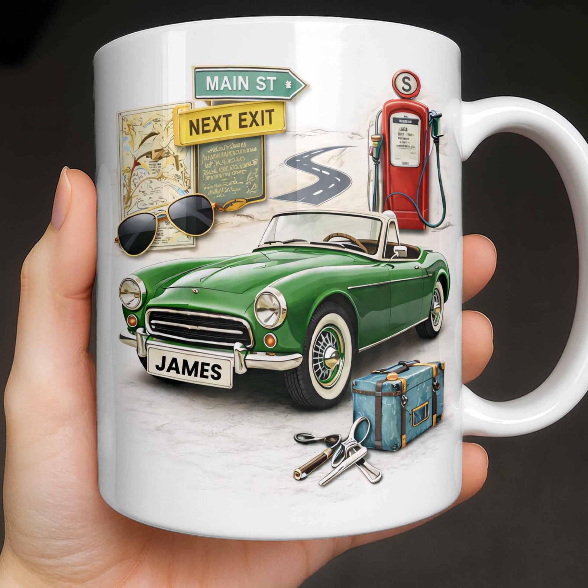 Main St Next Exit Vintage Car Design