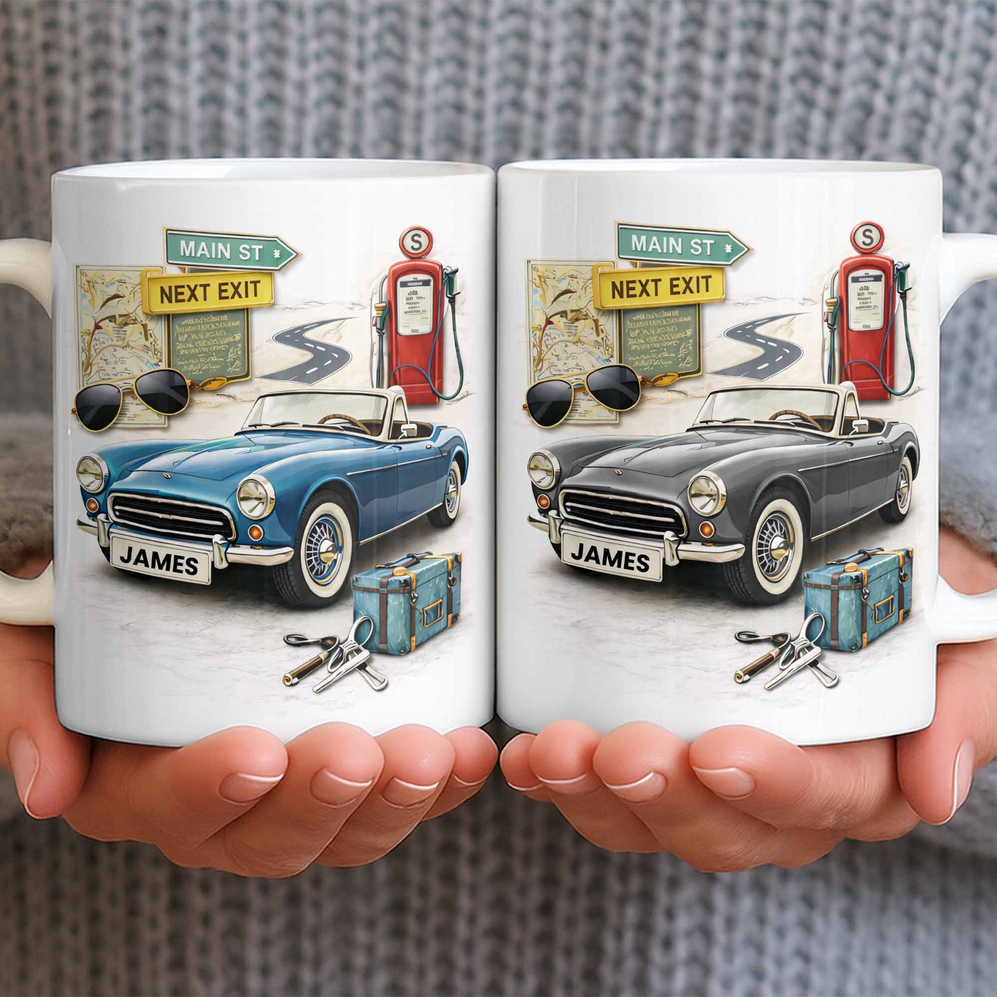 Main St Next Exit Vintage Car Design