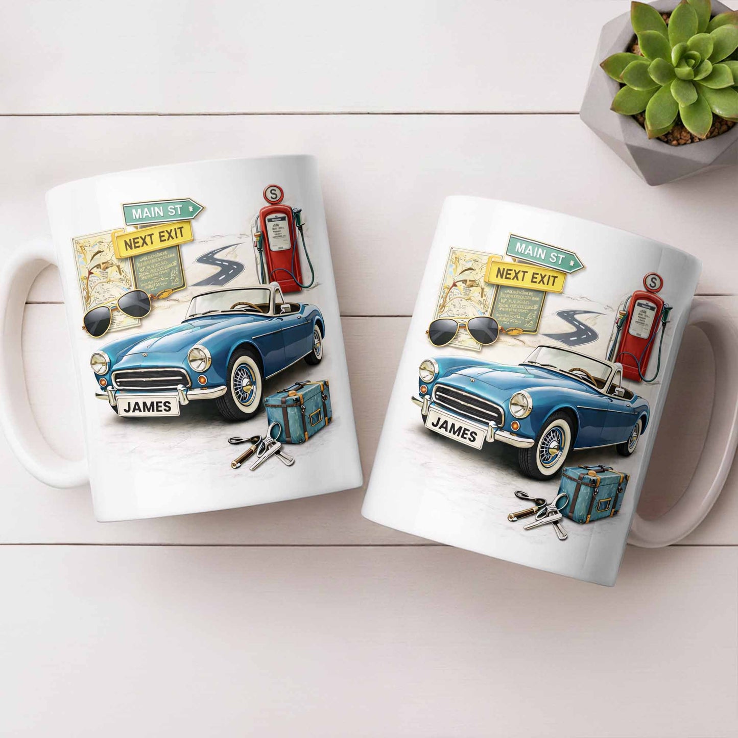 Main St Next Exit Vintage Car Design