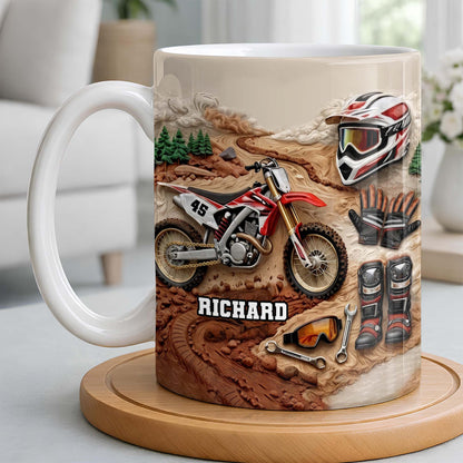 Customize Your Passion For Motocross With Dirt Bike And Gear - Personalized Custom Coffee Mug - HOB033_MG