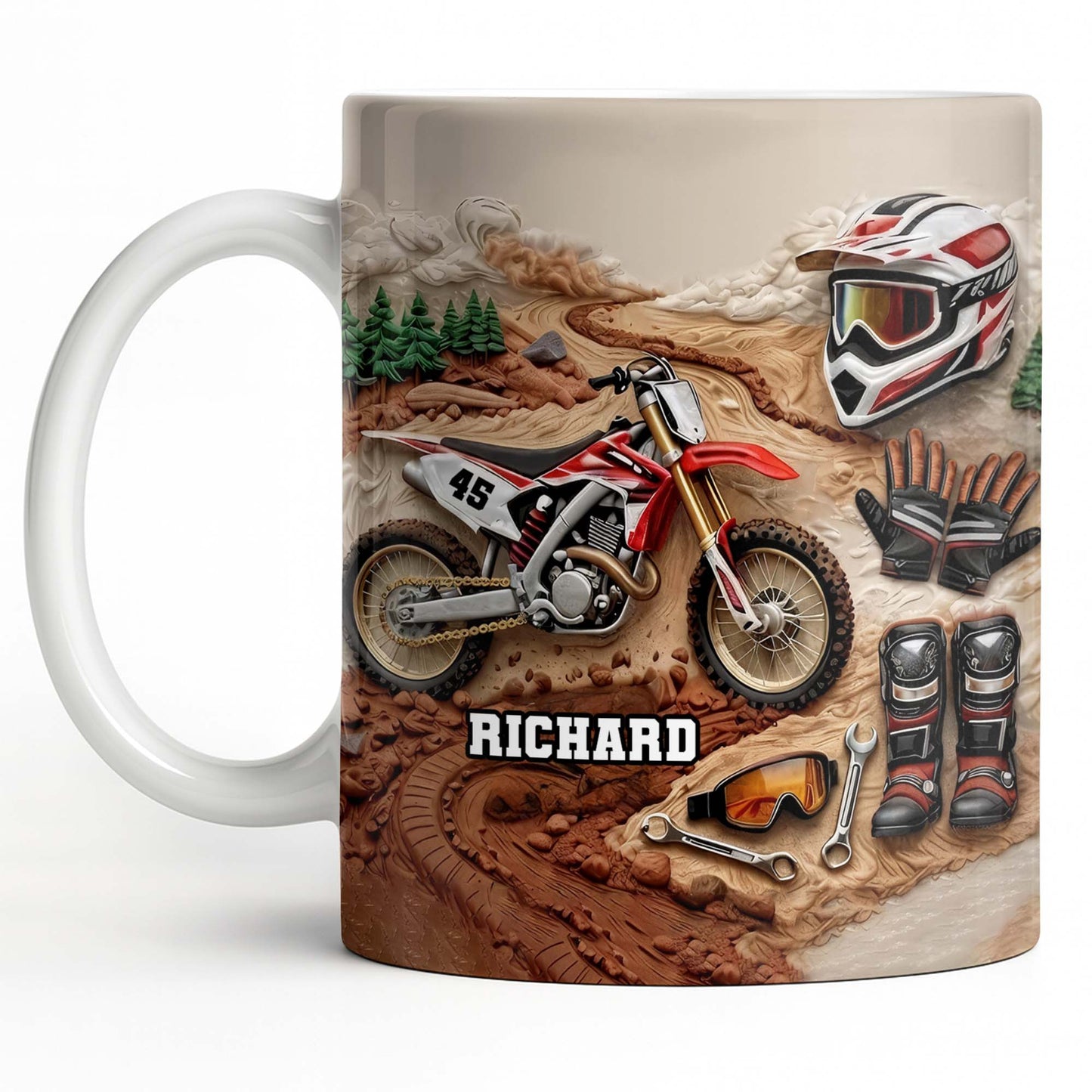 Customize Your Passion For Motocross With Dirt Bike And Gear - Personalized Custom Coffee Mug - HOB033_MG