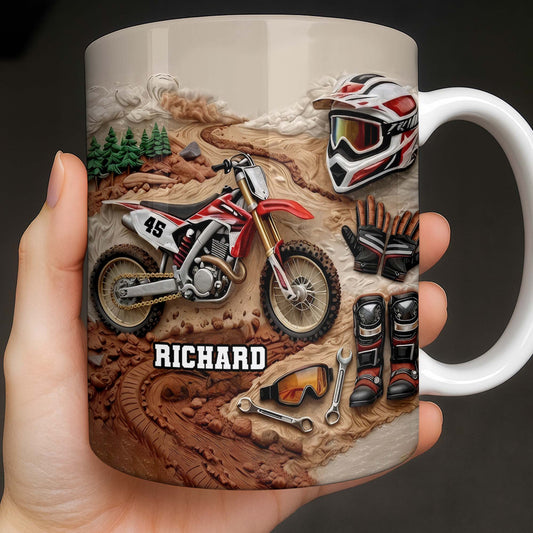Customize Your Passion For Motocross With Dirt Bike And Gear - Personalized Custom Coffee Mug - HOB033_MG