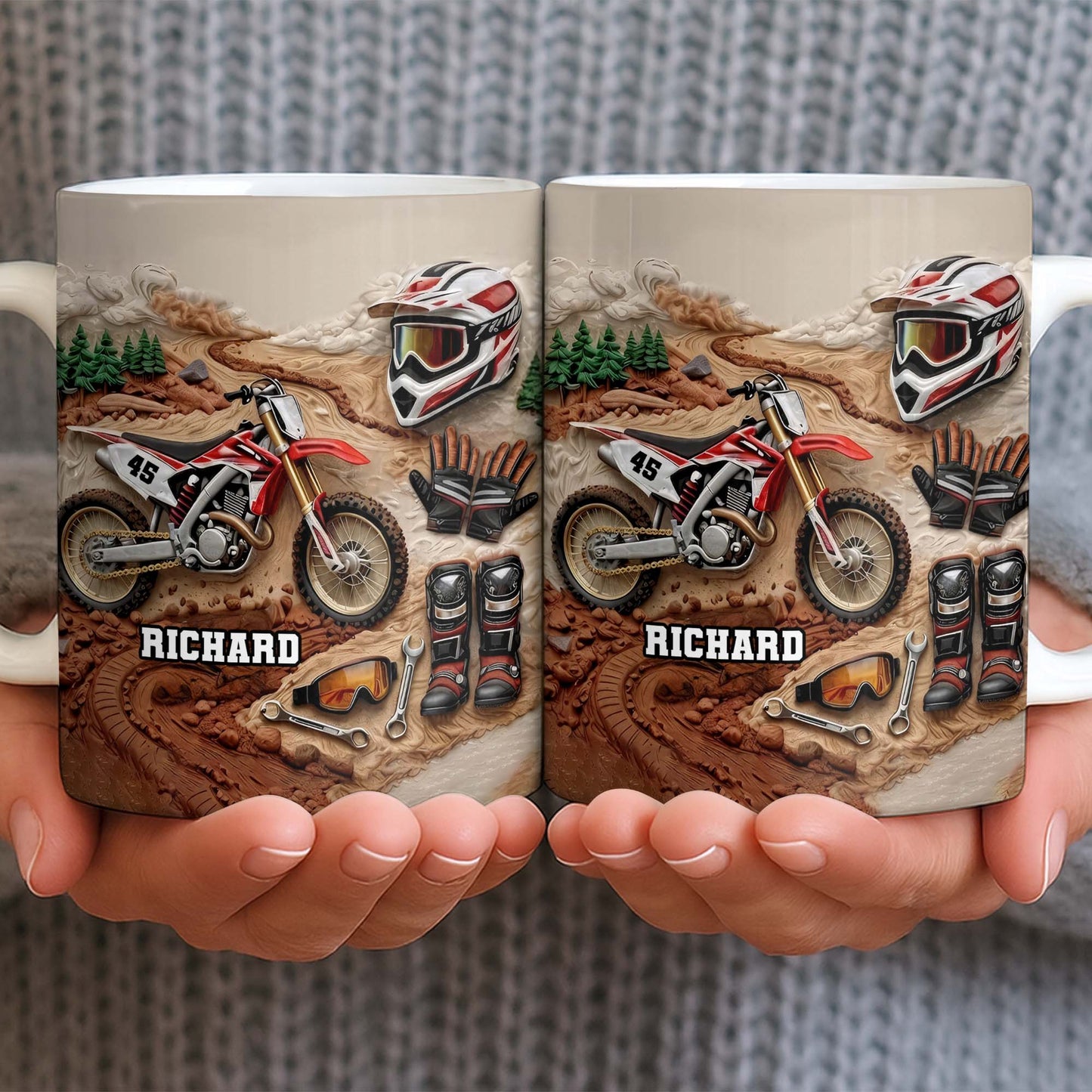 Customize Your Passion For Motocross With Dirt Bike And Gear - Personalized Custom Coffee Mug - HOB033_MG