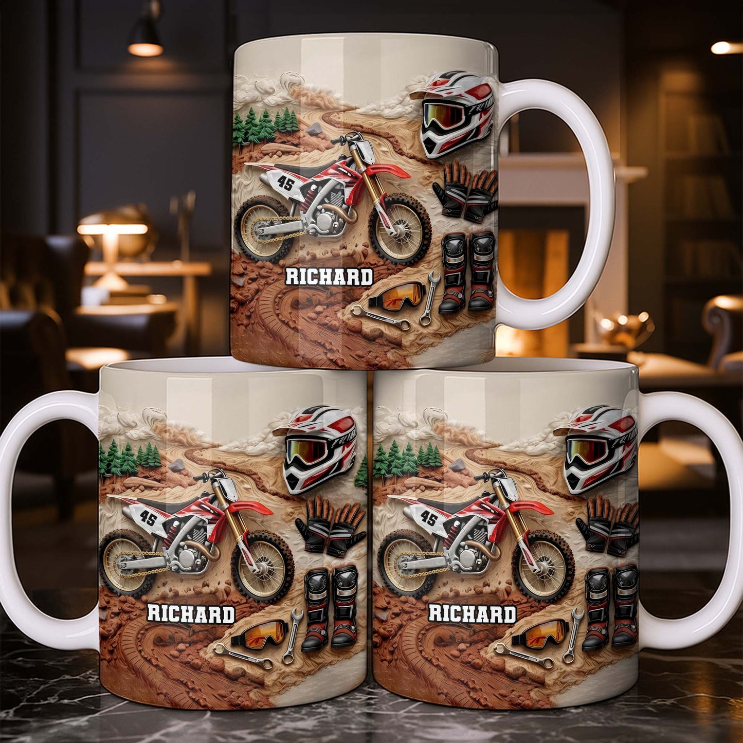 Customize Your Passion For Motocross With Dirt Bike And Gear - Personalized Custom Coffee Mug - HOB033_MG