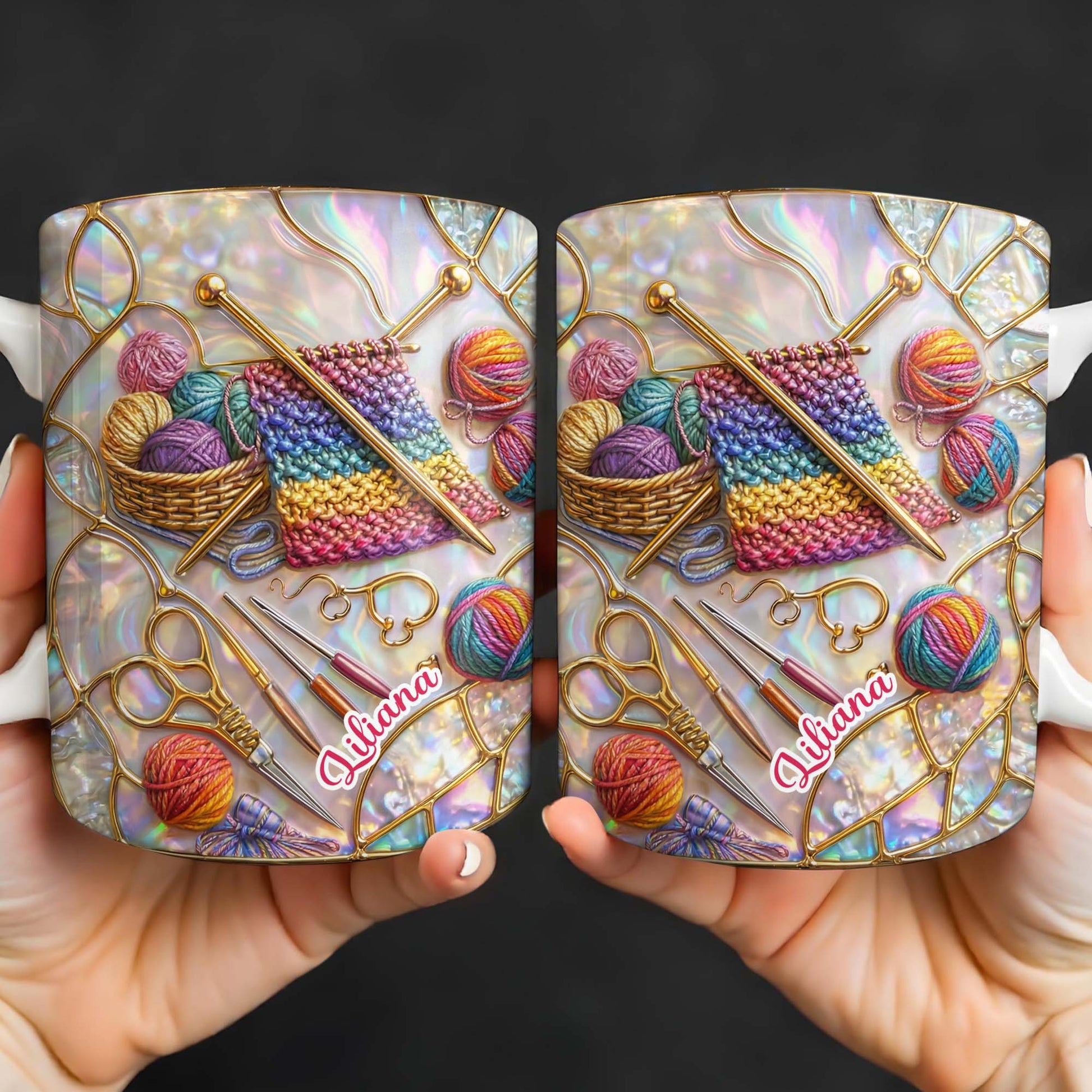 Personalized Craft Lover's Delight With Yarn And Knitting Needles