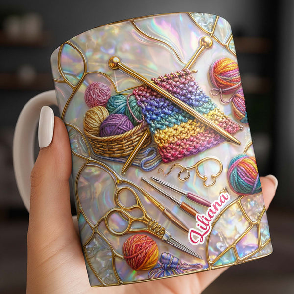 Personalized Craft Lover's Delight With Yarn And Knitting Needles