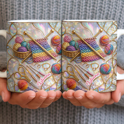 Personalized Craft Lover's Delight With Yarn And Knitting Needles