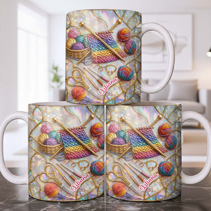 Personalized Craft Lover's Delight With Yarn And Knitting Needles