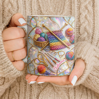 Personalized Craft Lover's Delight With Yarn And Knitting Needles