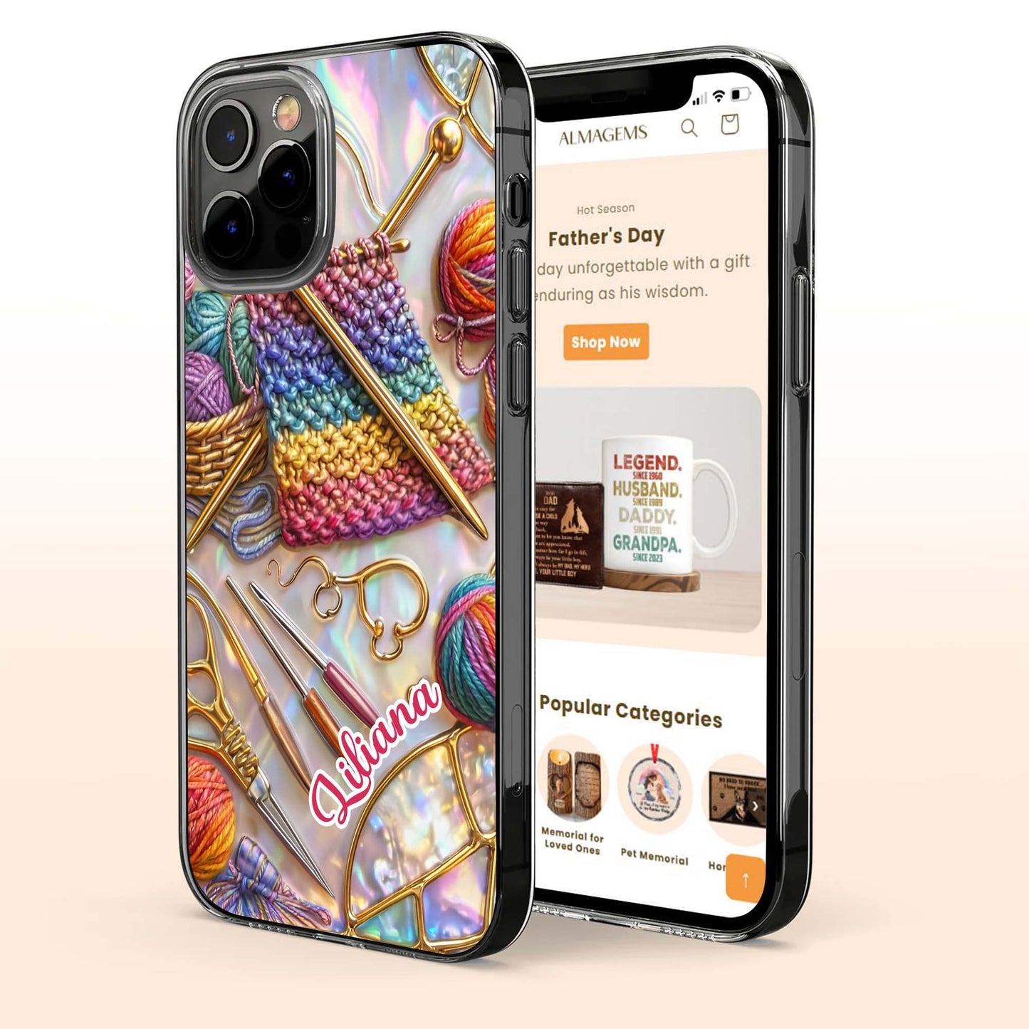 Personalized Crafting Love Featuring Knitting Needles And Yarn