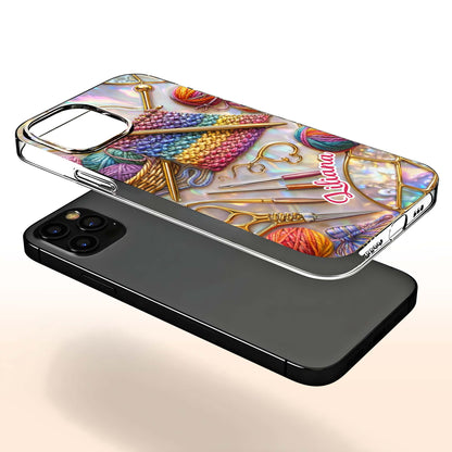 Personalized Crafting Love Featuring Knitting Needles And Yarn