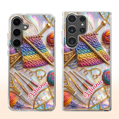 Personalized Crafting Love Featuring Knitting Needles And Yarn