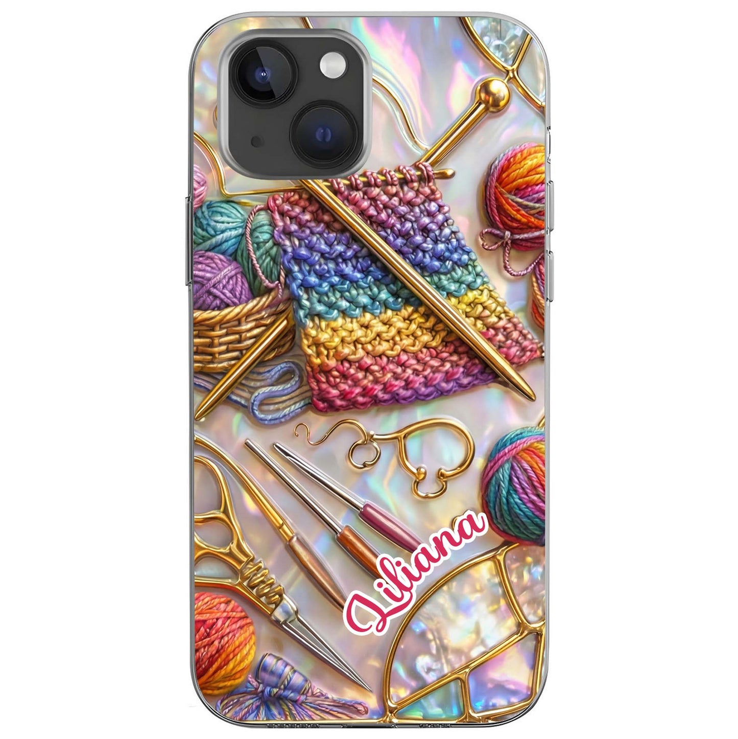 Personalized Crafting Love Featuring Knitting Needles And Yarn