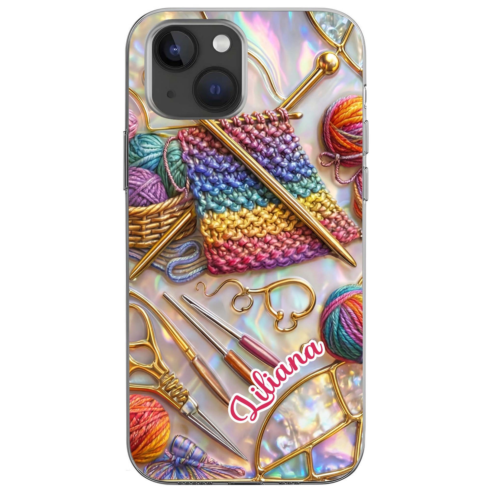 Personalized Crafting Love Featuring Knitting Needles And Yarn