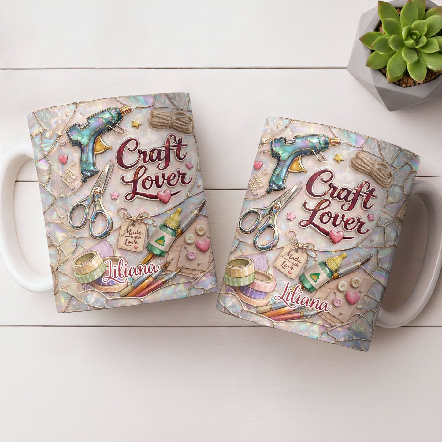 Craft Lover, Made With Love, Glue Gun And Scissors