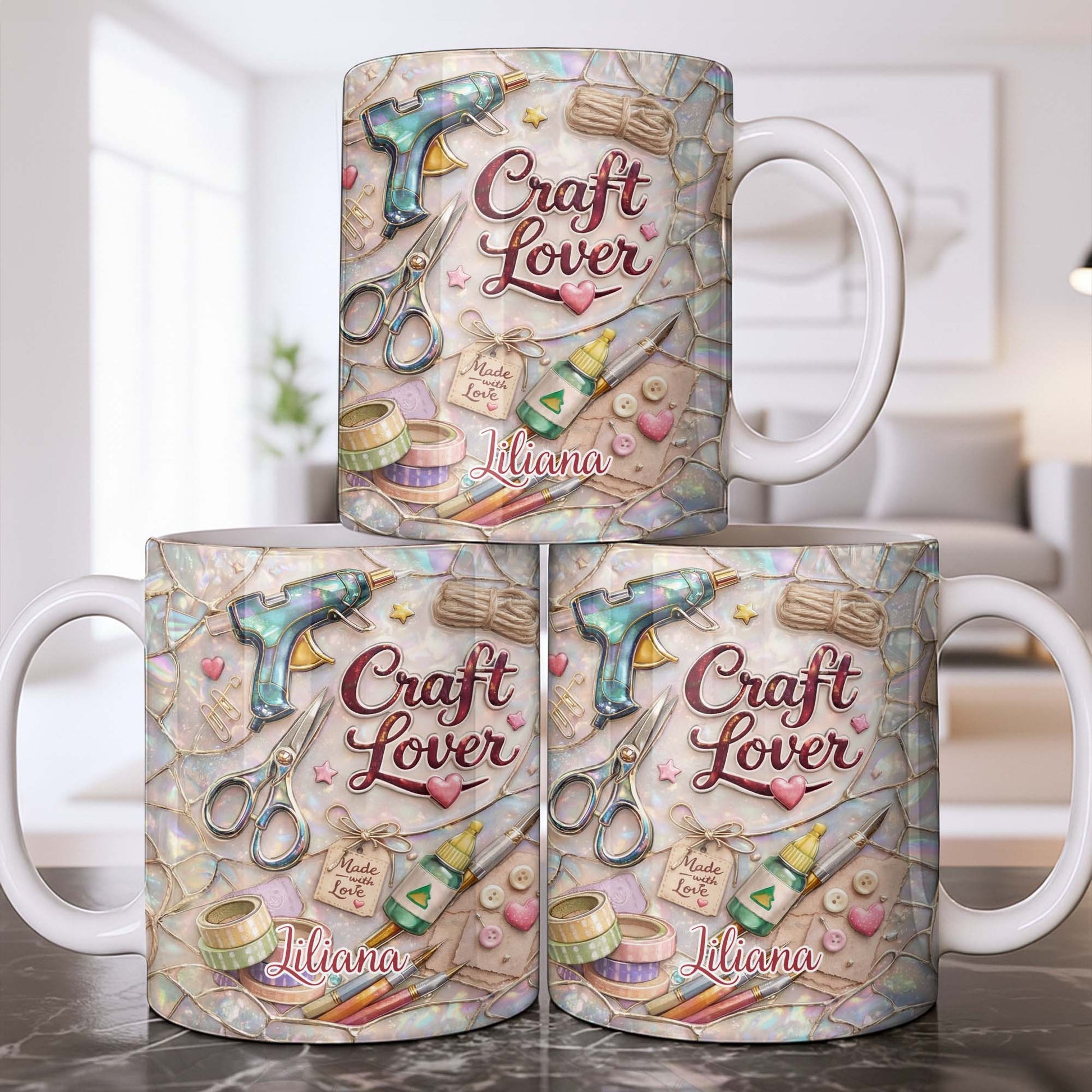 Craft Lover, Made With Love, Glue Gun And Scissors