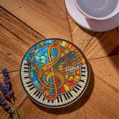 Harmonious Melodies In Stained Glass G-Clef and Piano Keys