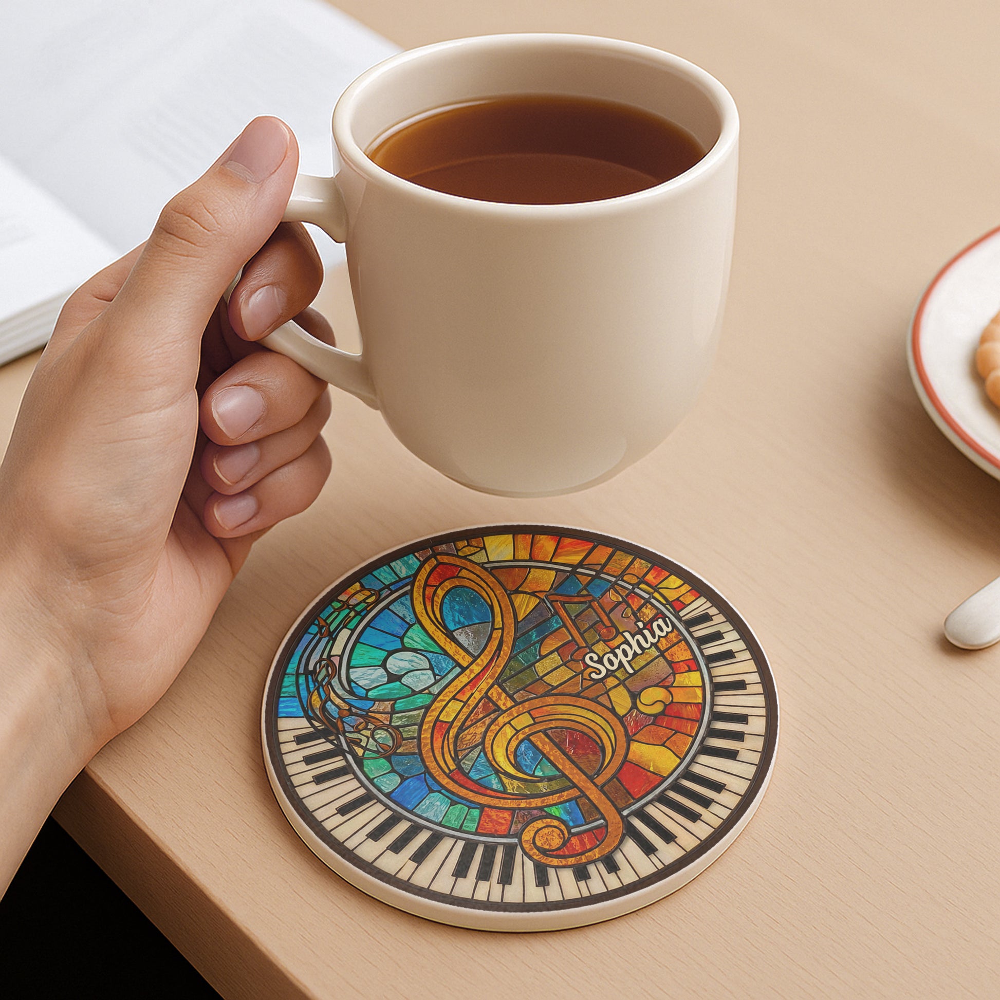 Harmonious Melodies In Stained Glass G-Clef and Piano Keys