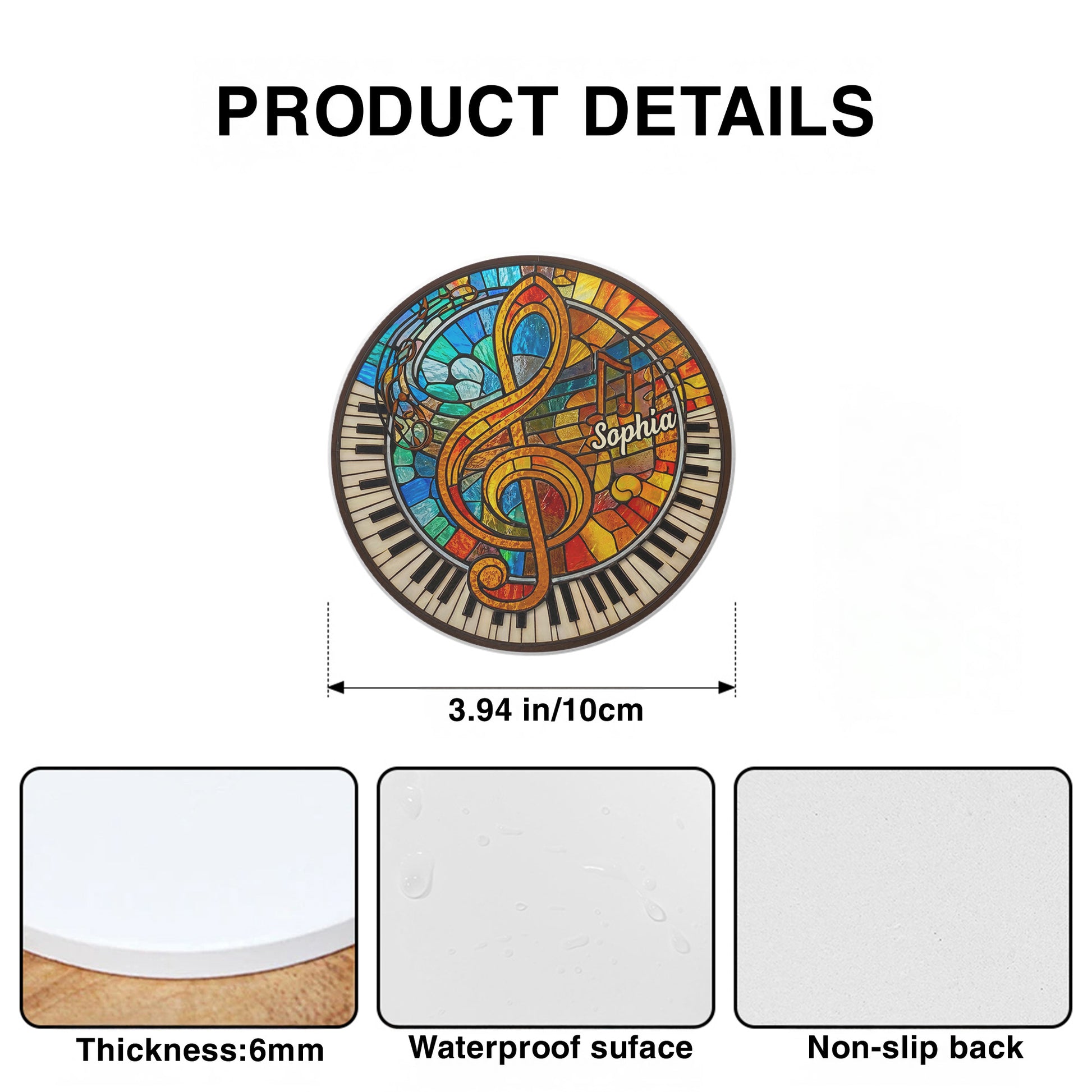 Harmonious Melodies In Stained Glass G-Clef and Piano Keys