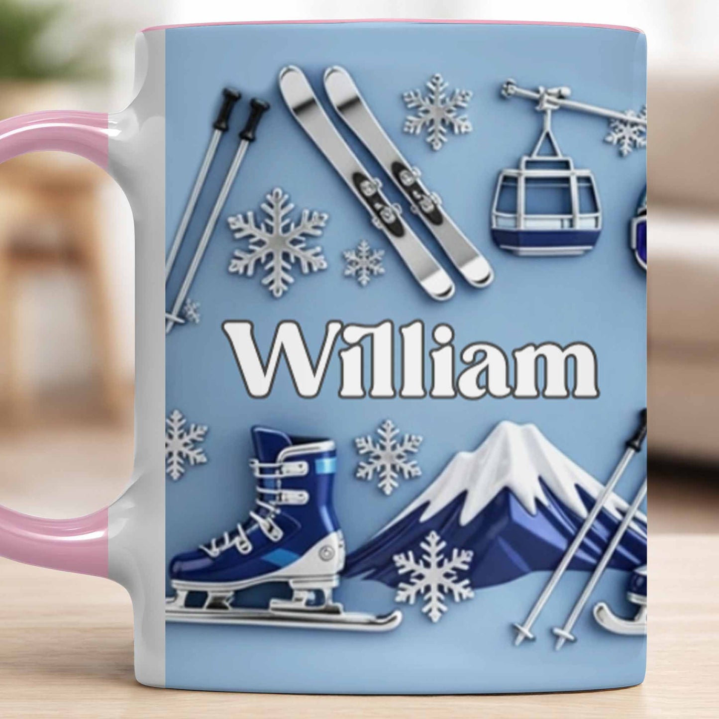 Capture the thrill of Winter Sports and Chilly Adventures - Personalized Custom Accent Mug - HOB050_AMUG