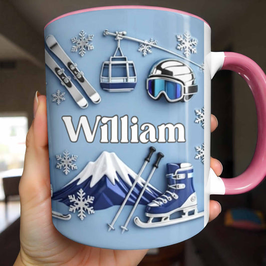 Capture the thrill of Winter Sports and Chilly Adventures - Personalized Custom Accent Mug - HOB050_AMUG