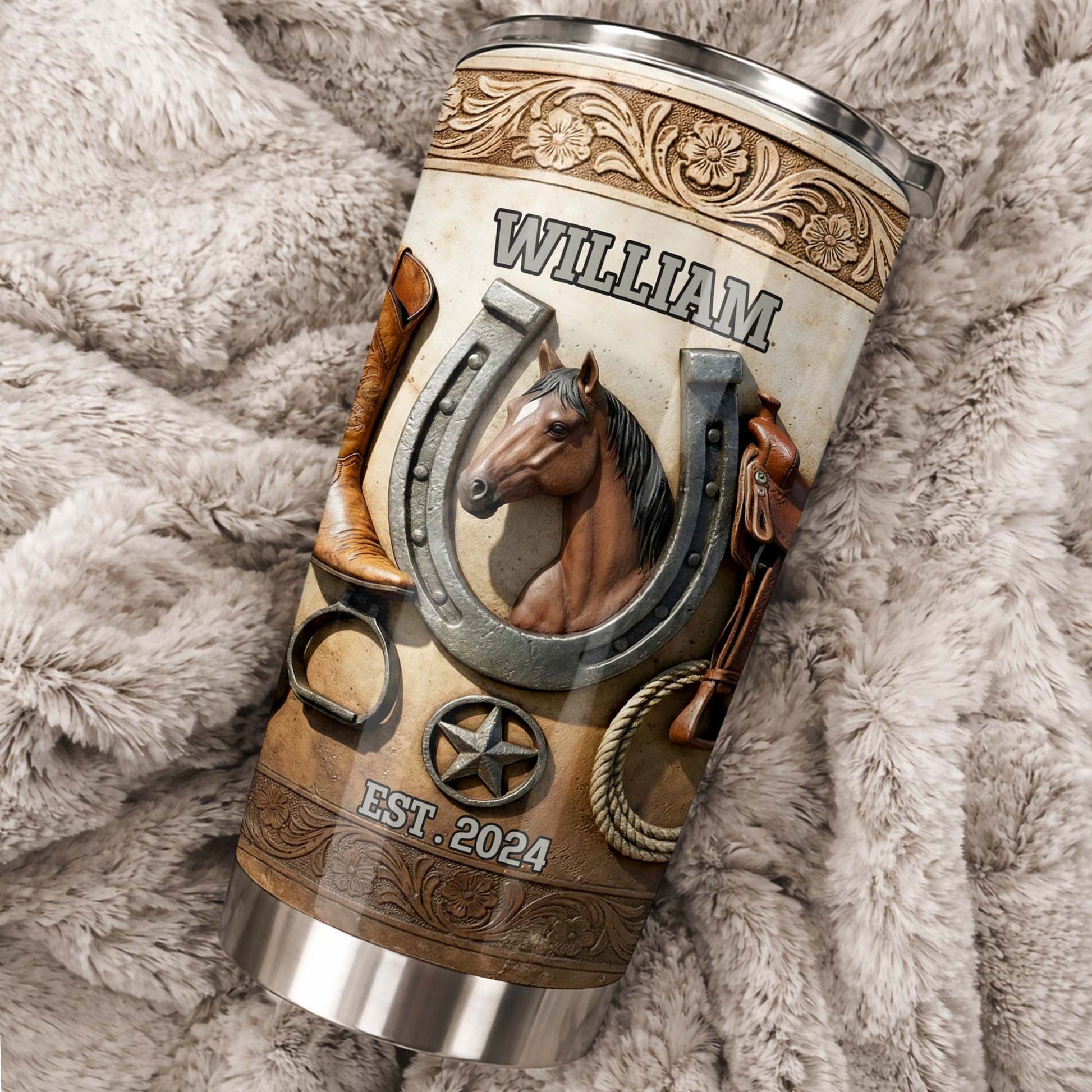 Customizable Western Horse-Themed Tumbler Design