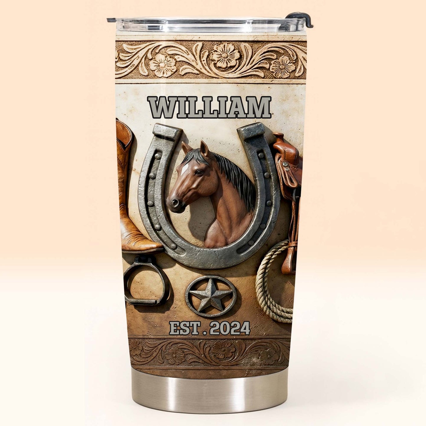 Customizable Western Horse-Themed Tumbler Design