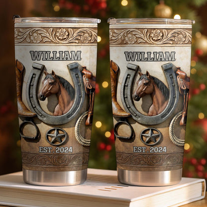 Customizable Western Horse-Themed Tumbler Design
